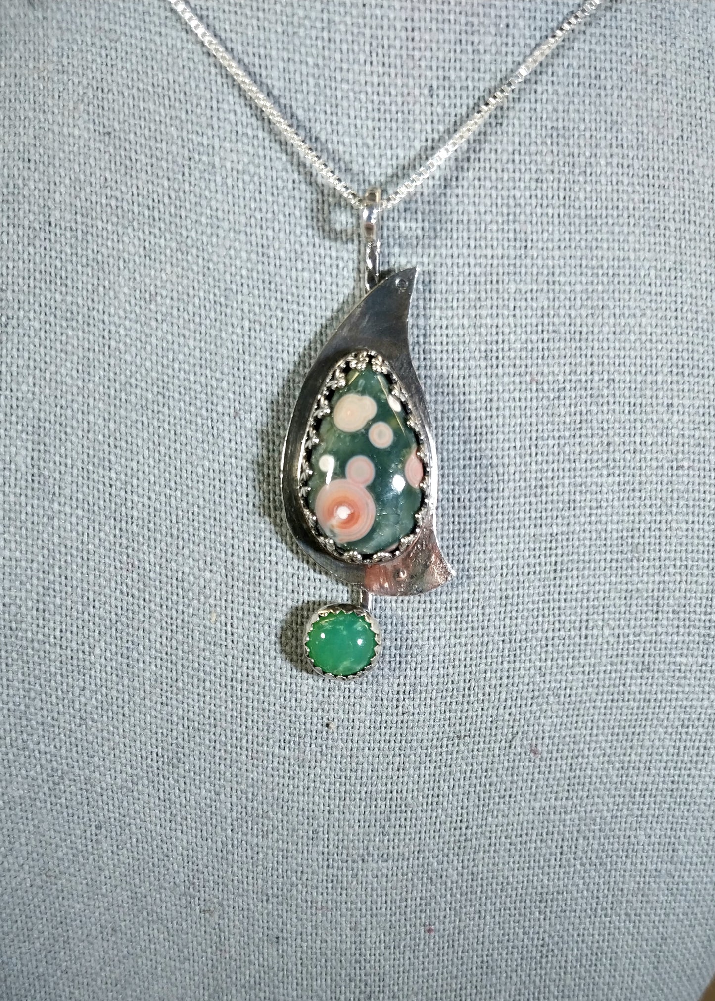 Ocean Jasper Earrings, Solid Silver .925, Orbicular Jasper Jewelry, Madagascar Ocan Jasper, Natural Stone