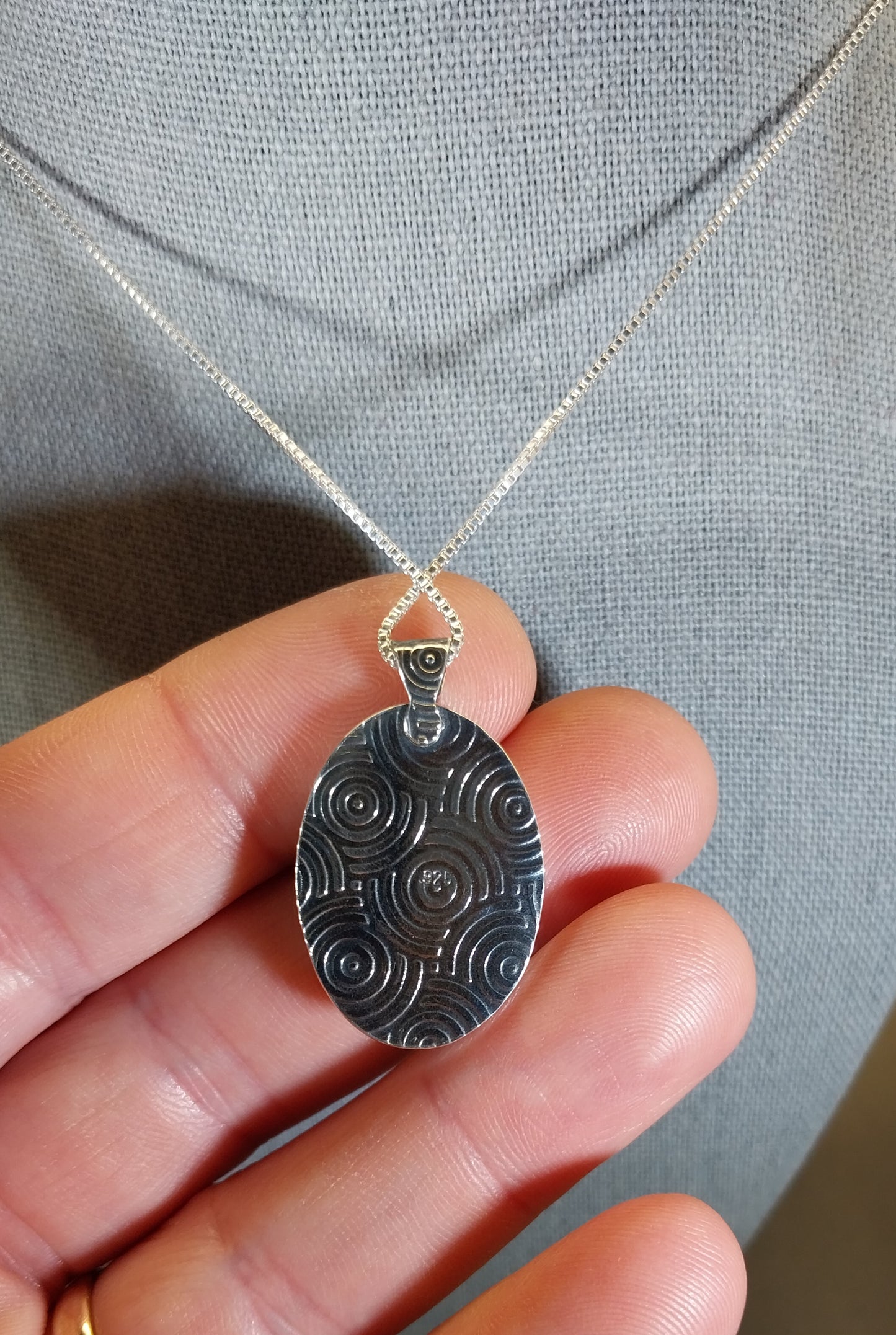 Lake Superior Agate Necklace Red Moss and White Banding in Sterling Silver