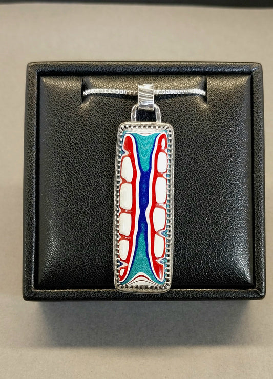 Fordite Necklace, Sterling Silver, Incredible Piece