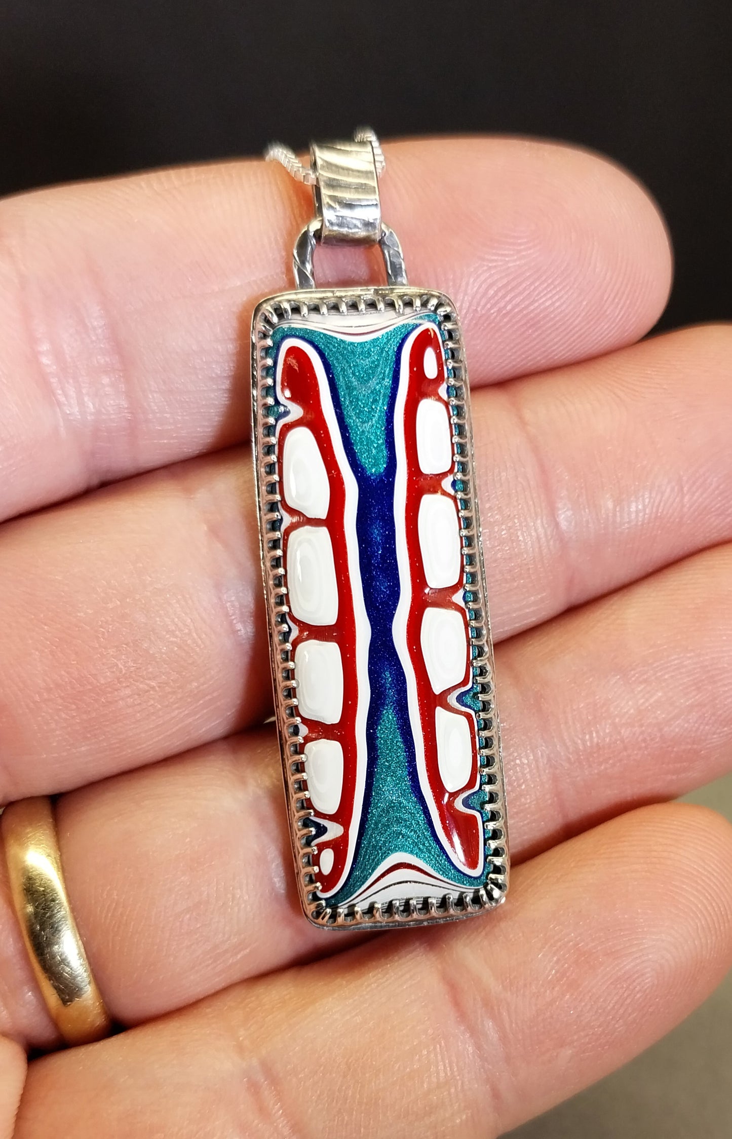 Fordite Necklace, Sterling Silver, Incredible Piece