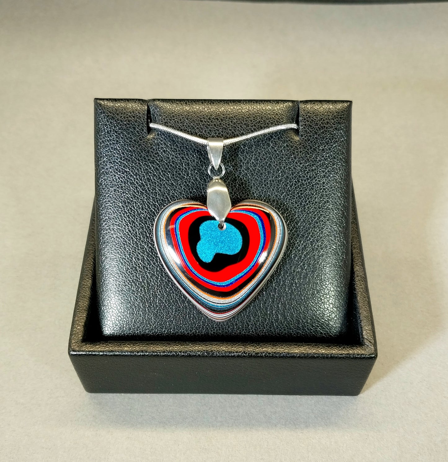 Red and Blue Fordite Heart, Our Large Size Heart