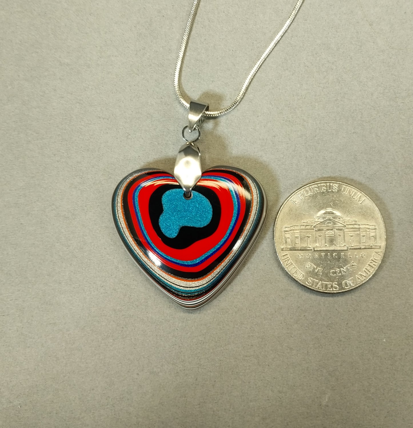 Red and Blue Fordite Heart, Our Large Size Heart