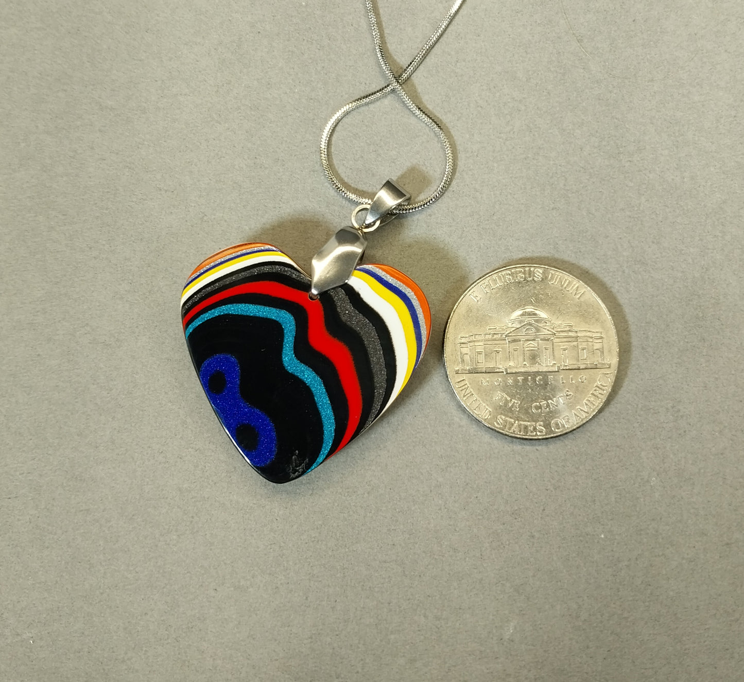 Red and Blue Fordite Heart, Our Large Size Heart