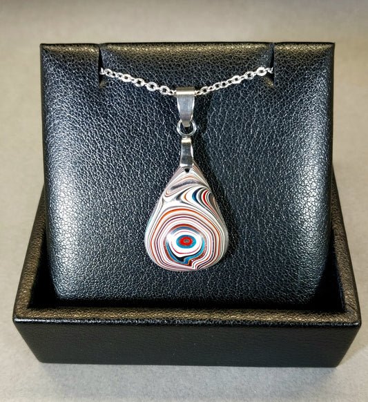 Fordite Necklace Small Teardrop, EB75
