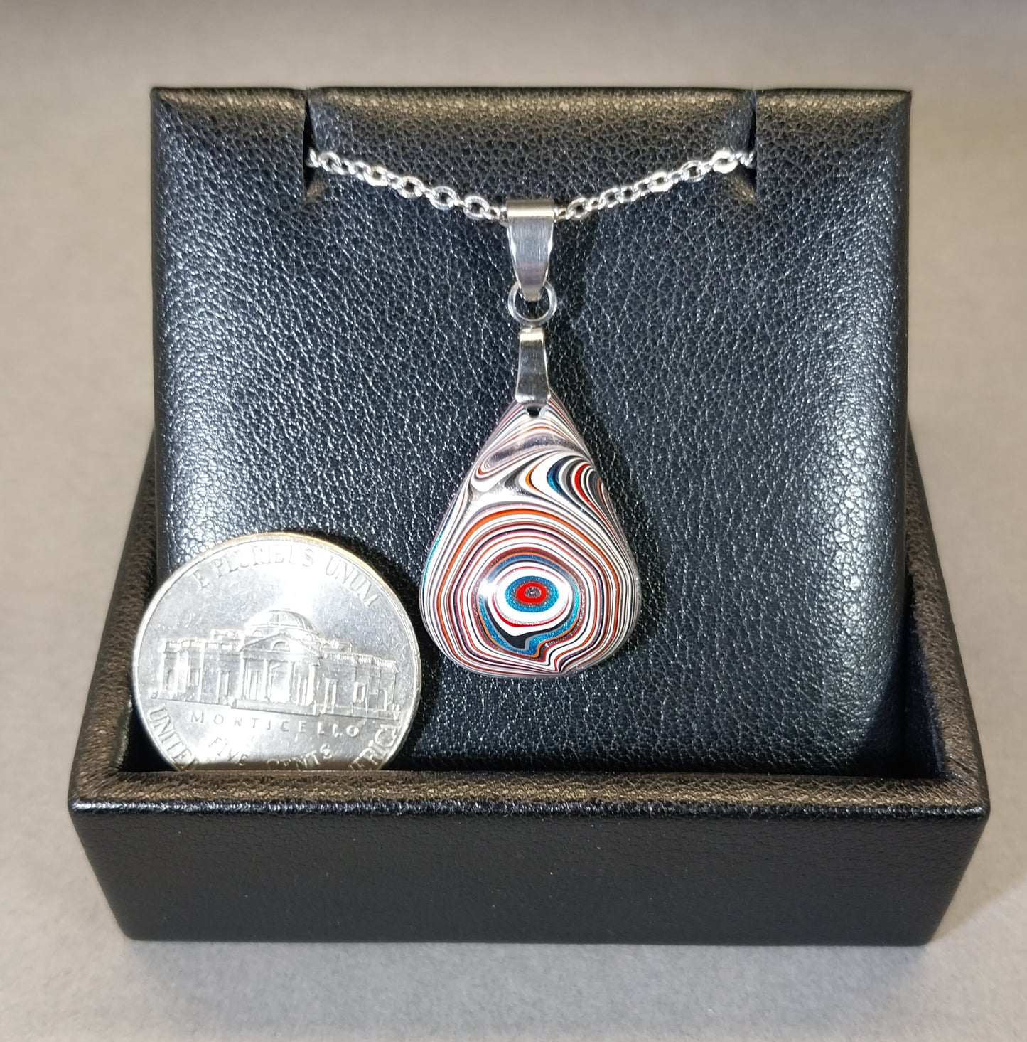 Fordite Necklace Small Teardrop, EB75