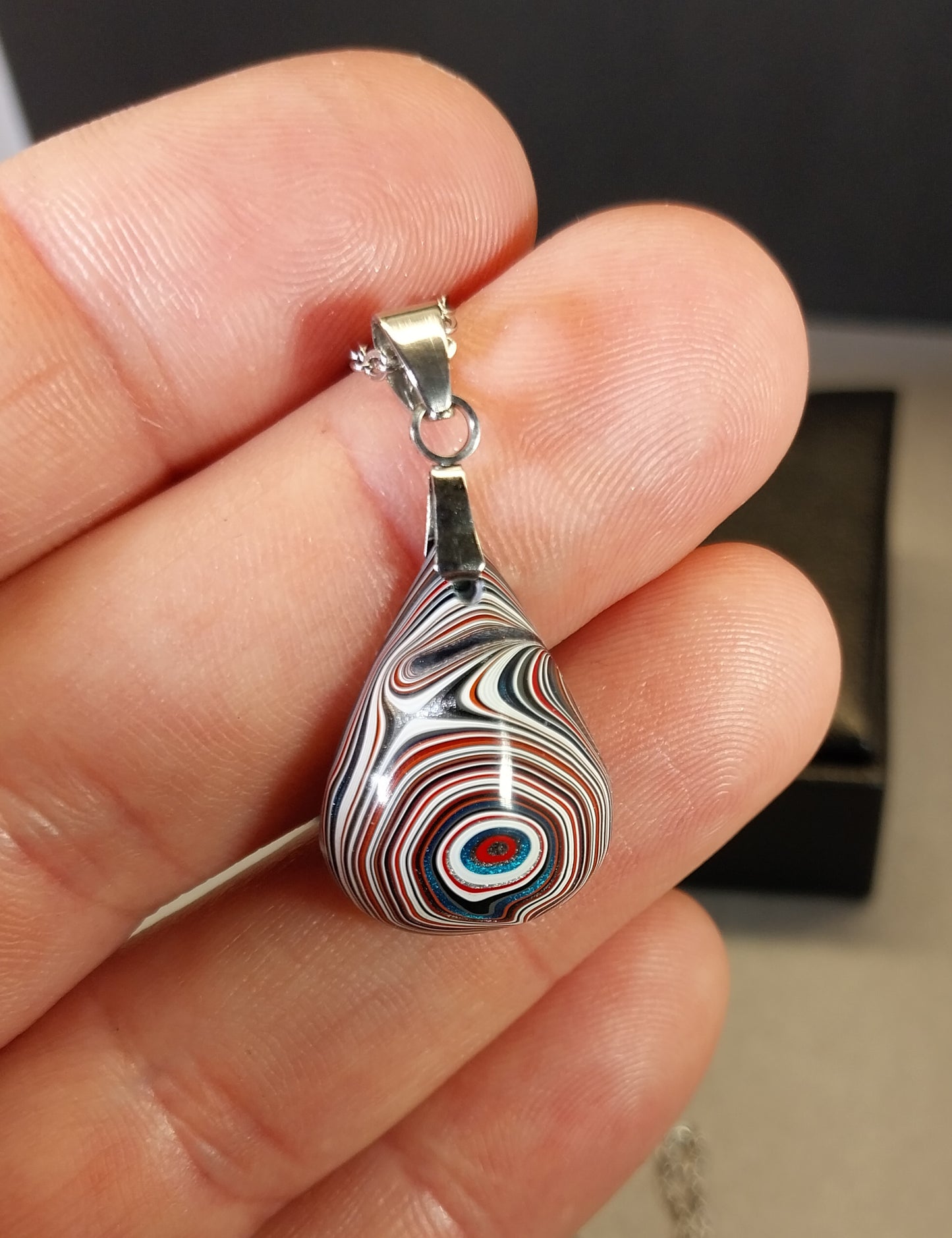 Fordite Necklace Small Teardrop, EB75