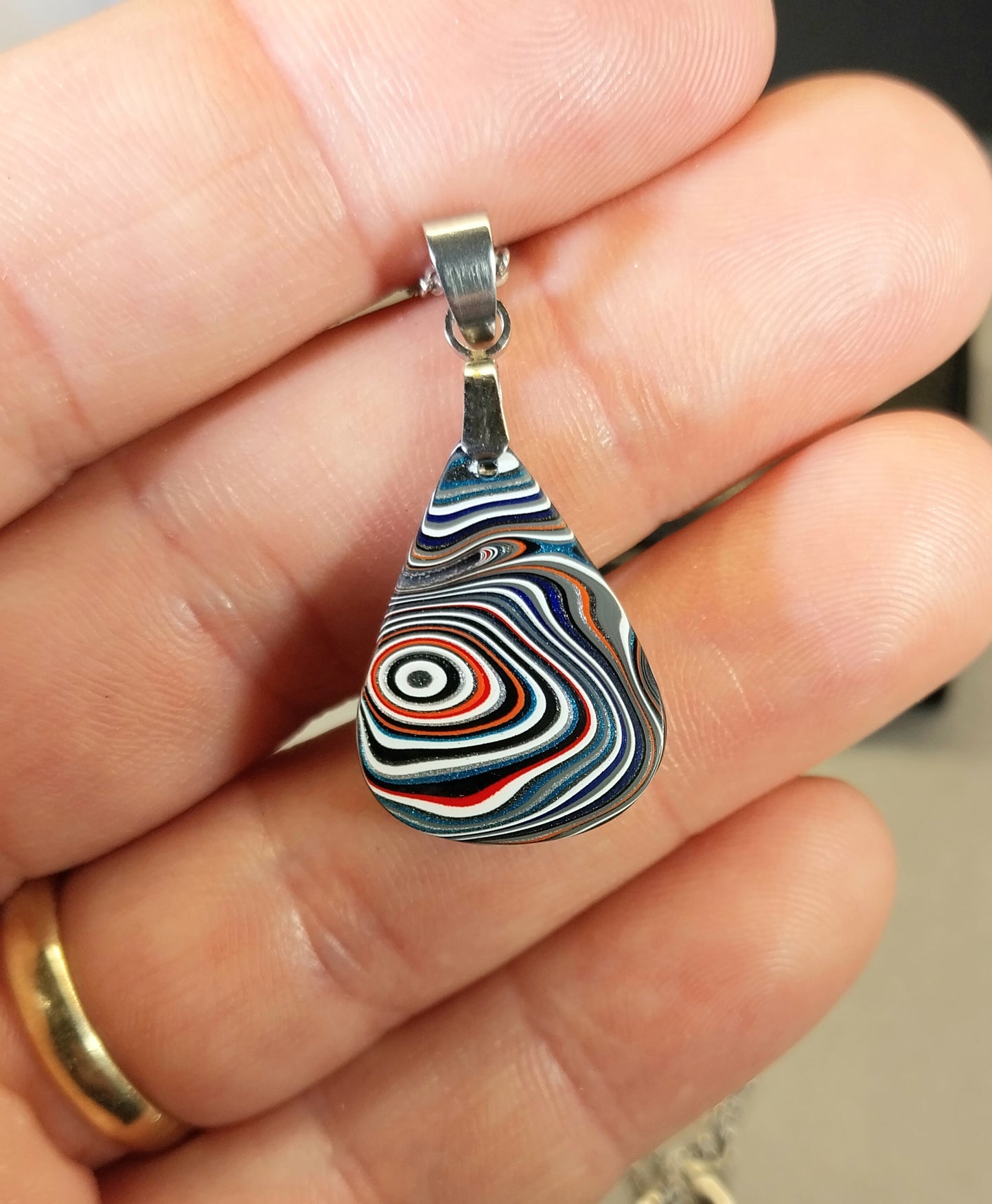 Fordite Necklace Small Teardrop, EB75