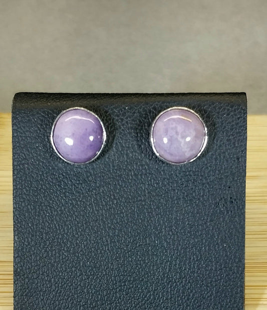 Lavender Arizona Burro Creek Agate Sterling Silver Earrings, Wisconsin Handmade