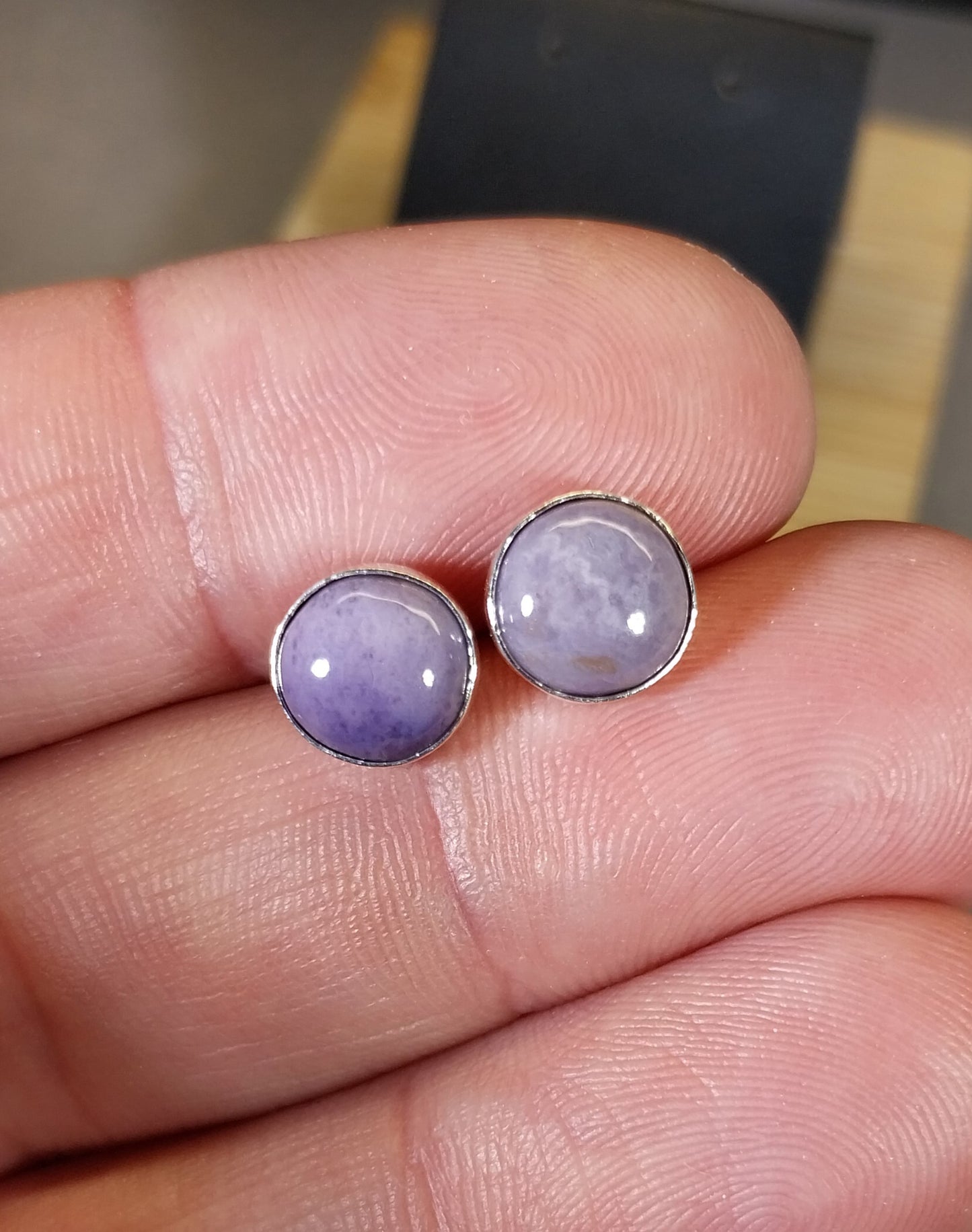 Lavender Arizona Burro Creek Agate Sterling Silver Earrings, Wisconsin Handmade
