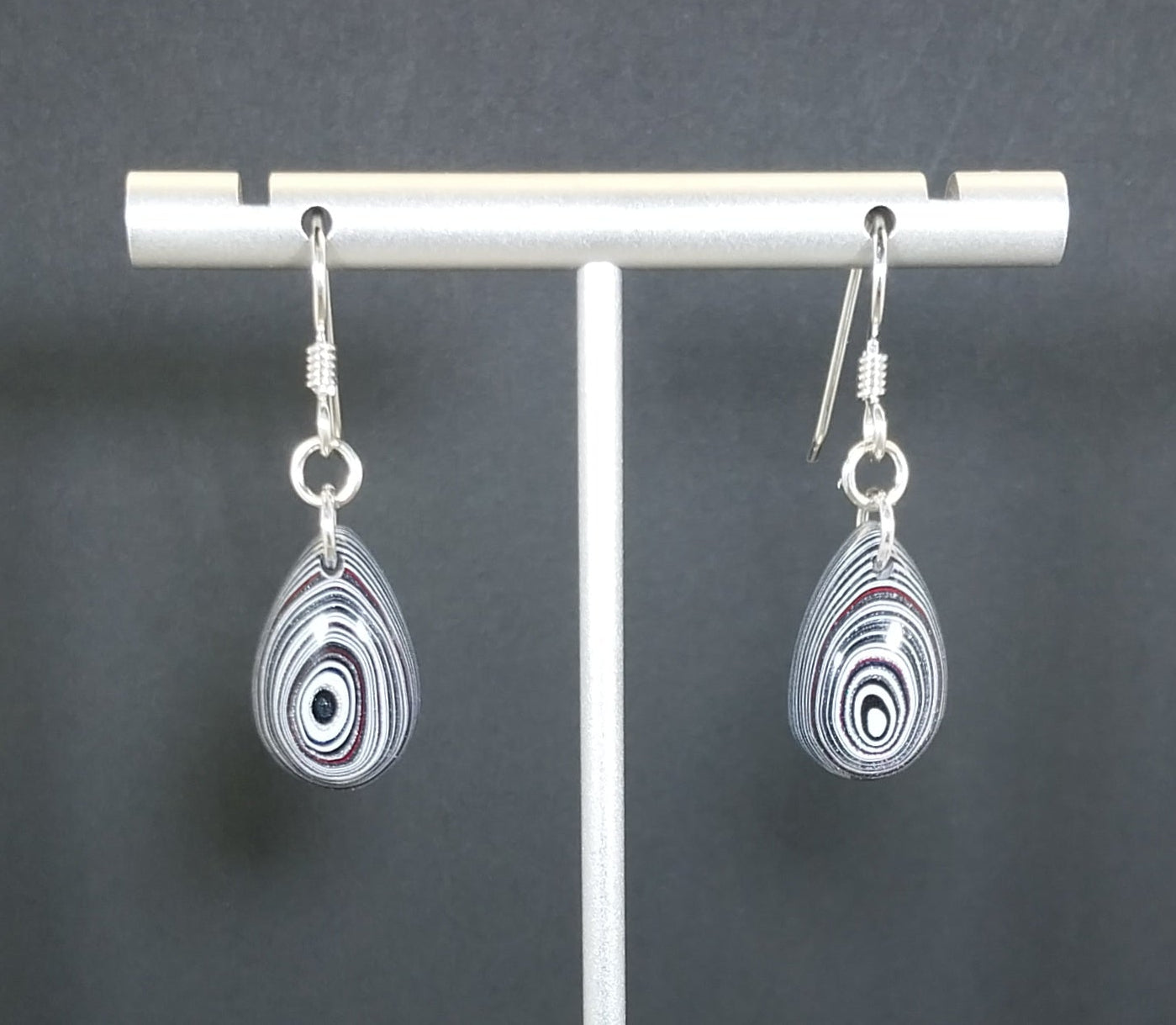 Fordite Earrings Domed Teardrops Showing the Layers