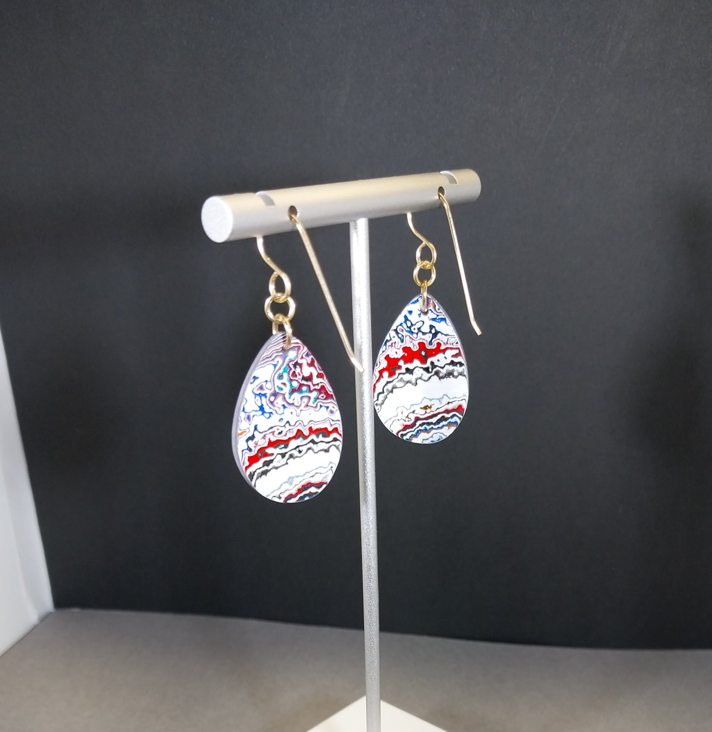 Fordite Earrings with Yellow Gold Fill Ear Wires