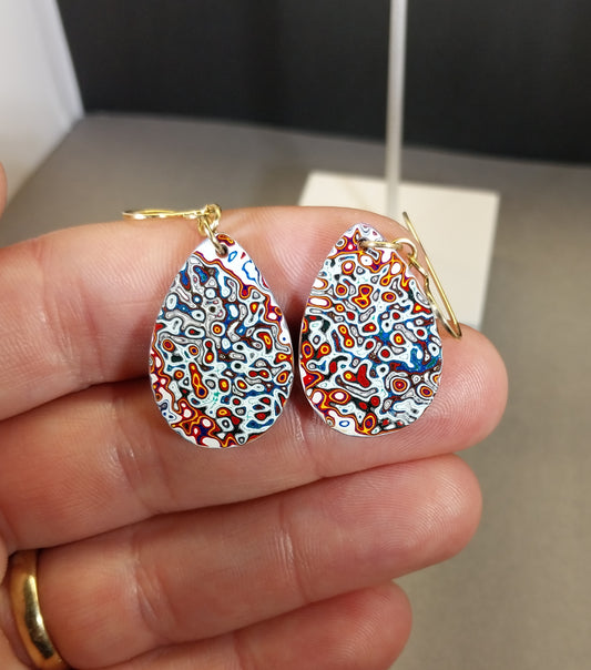 Fordite Earrings with Yellow Gold Fill Ear Wires