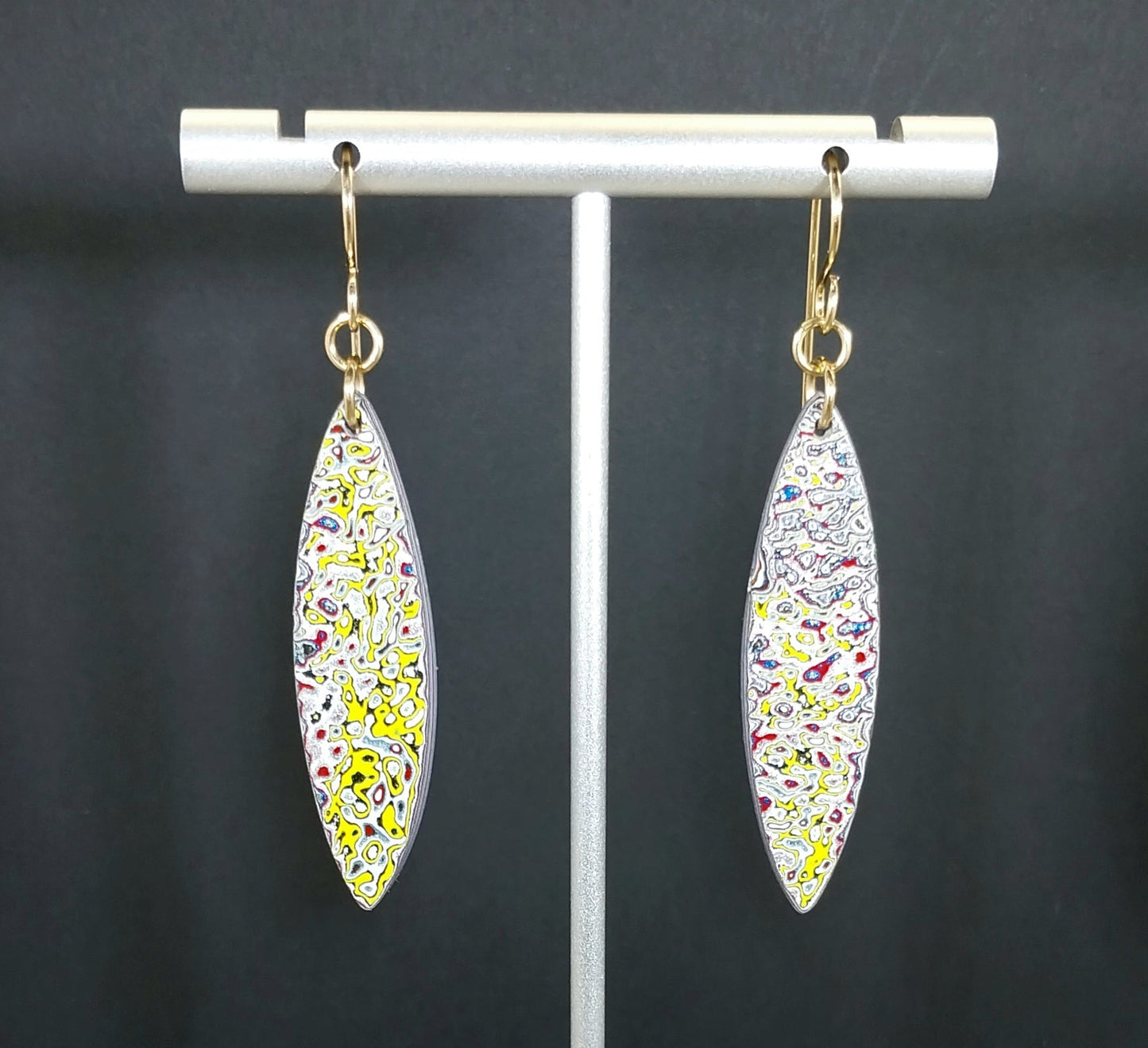 Oversize Fordite Earring with Gold Filled Ear Wires