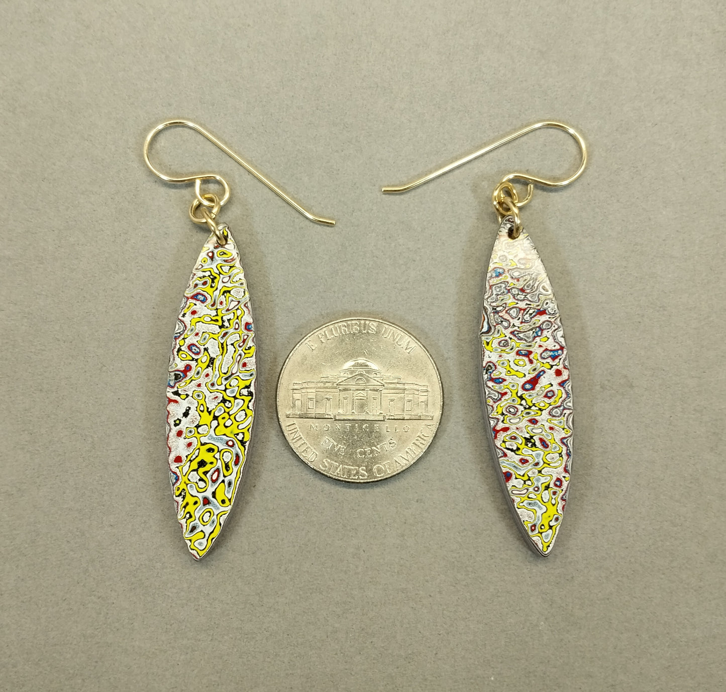 Oversize Fordite Earring with Gold Filled Ear Wires