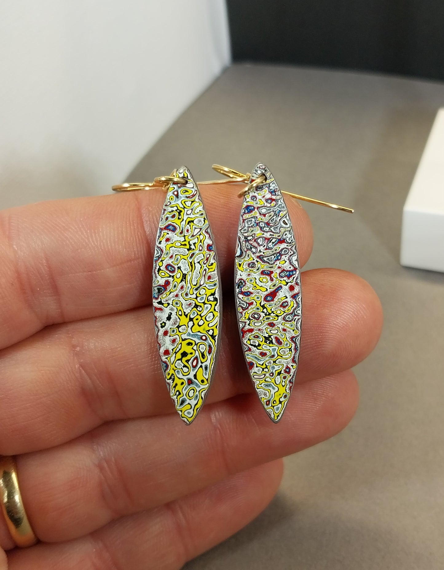 Oversize Fordite Earring with Gold Filled Ear Wires