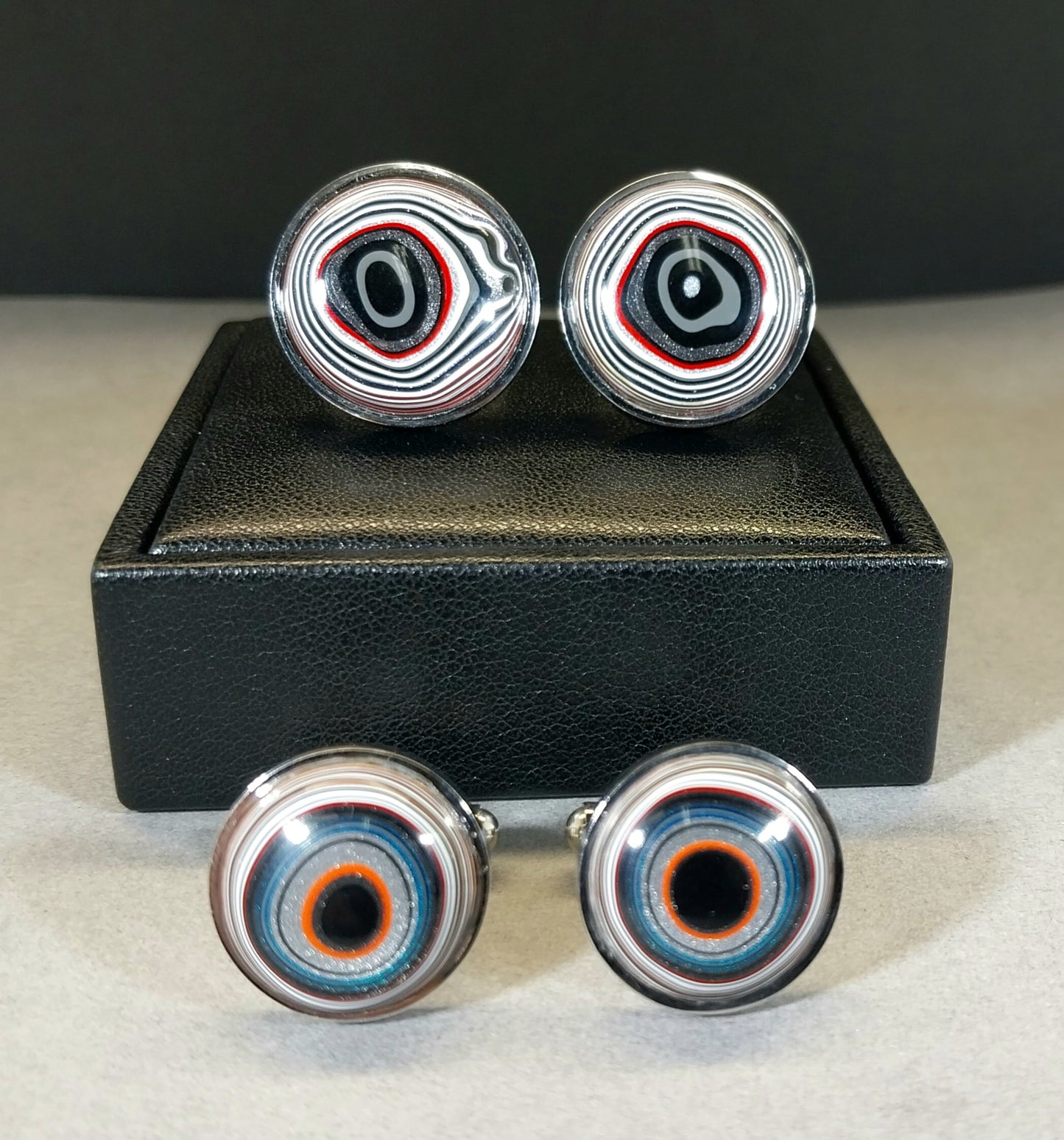Fordite Cuff Link Stainless Steel Settings