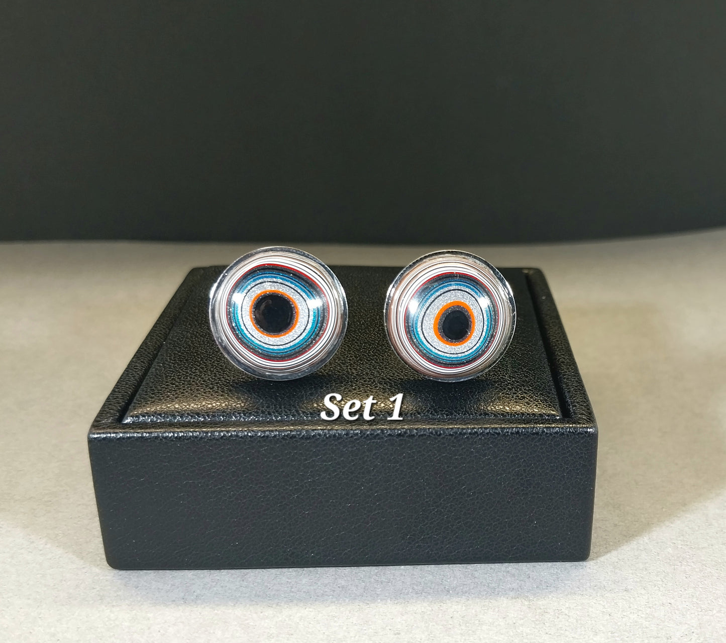 Fordite Cuff Link Stainless Steel Settings