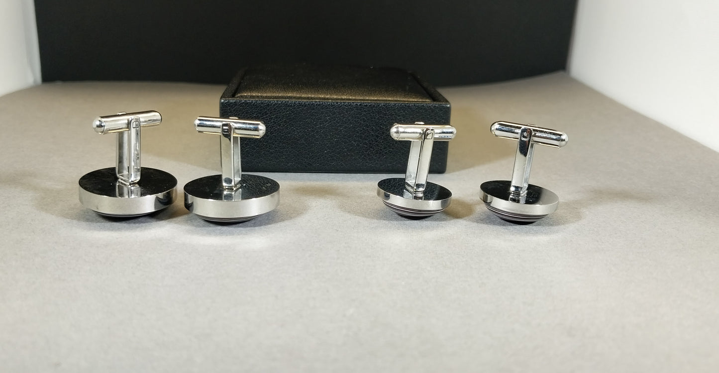 Fordite Cuff Link Stainless Steel Settings