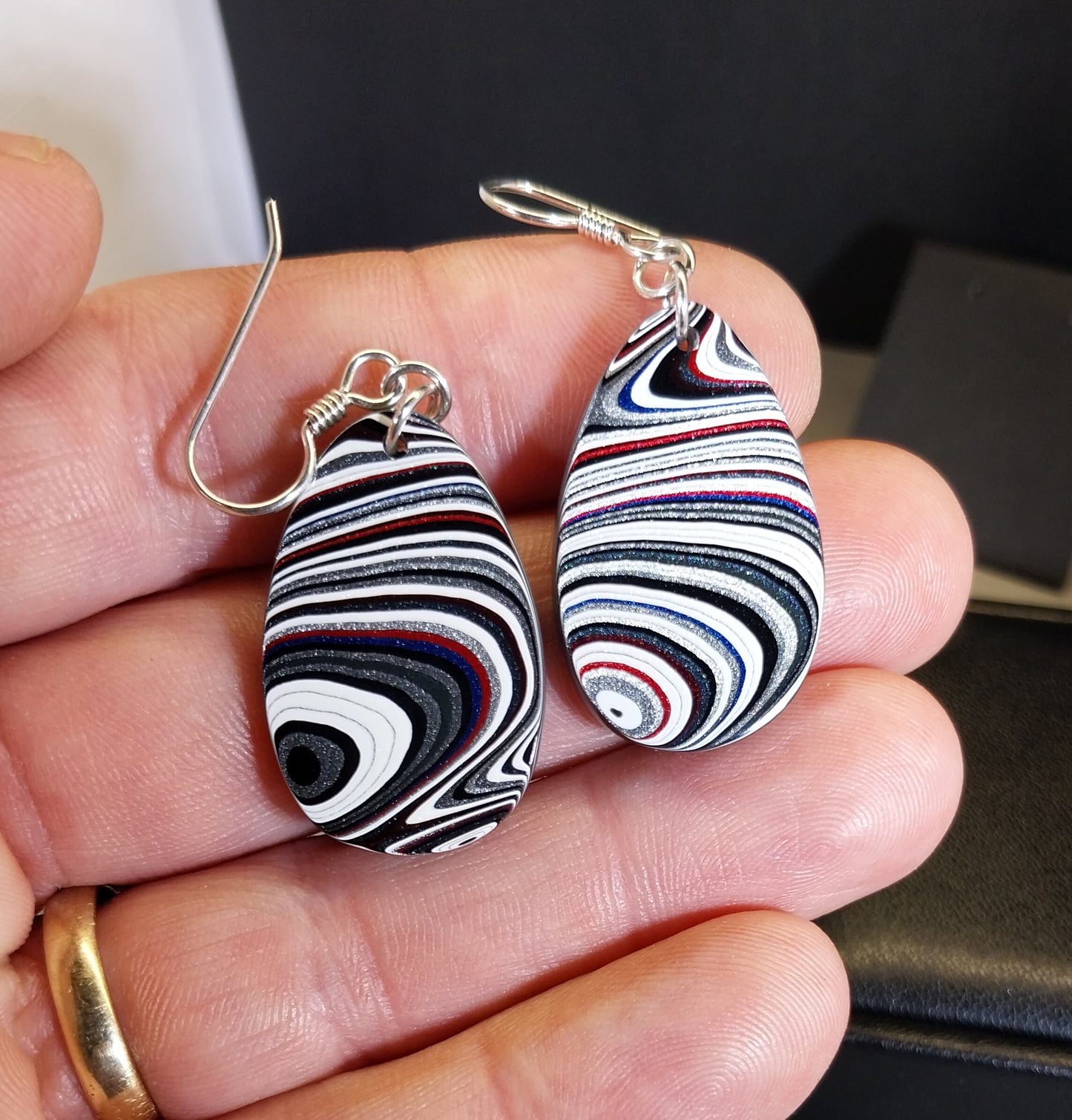 Fordite Earrings Oversize Set Sterling Ear Wires