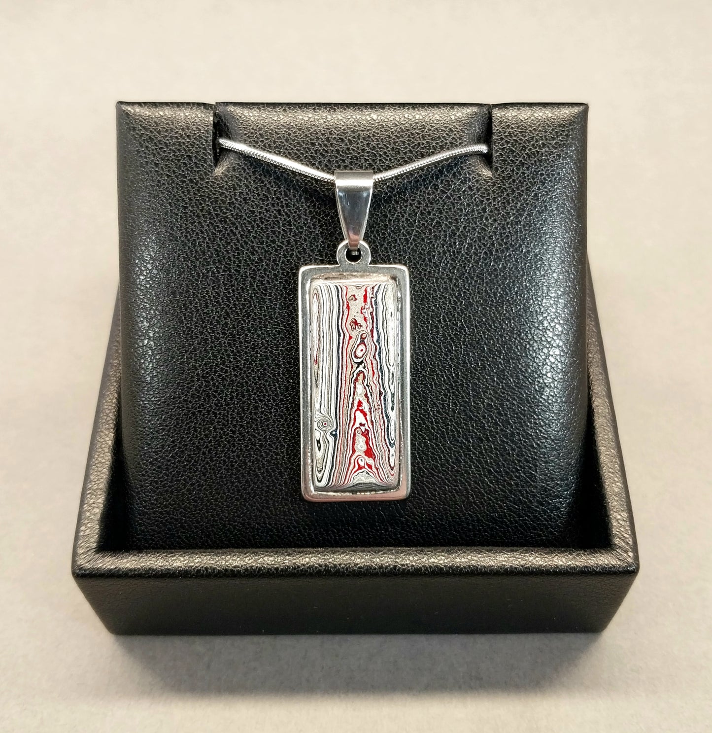 MI Fordite Necklace in Stainless Steel