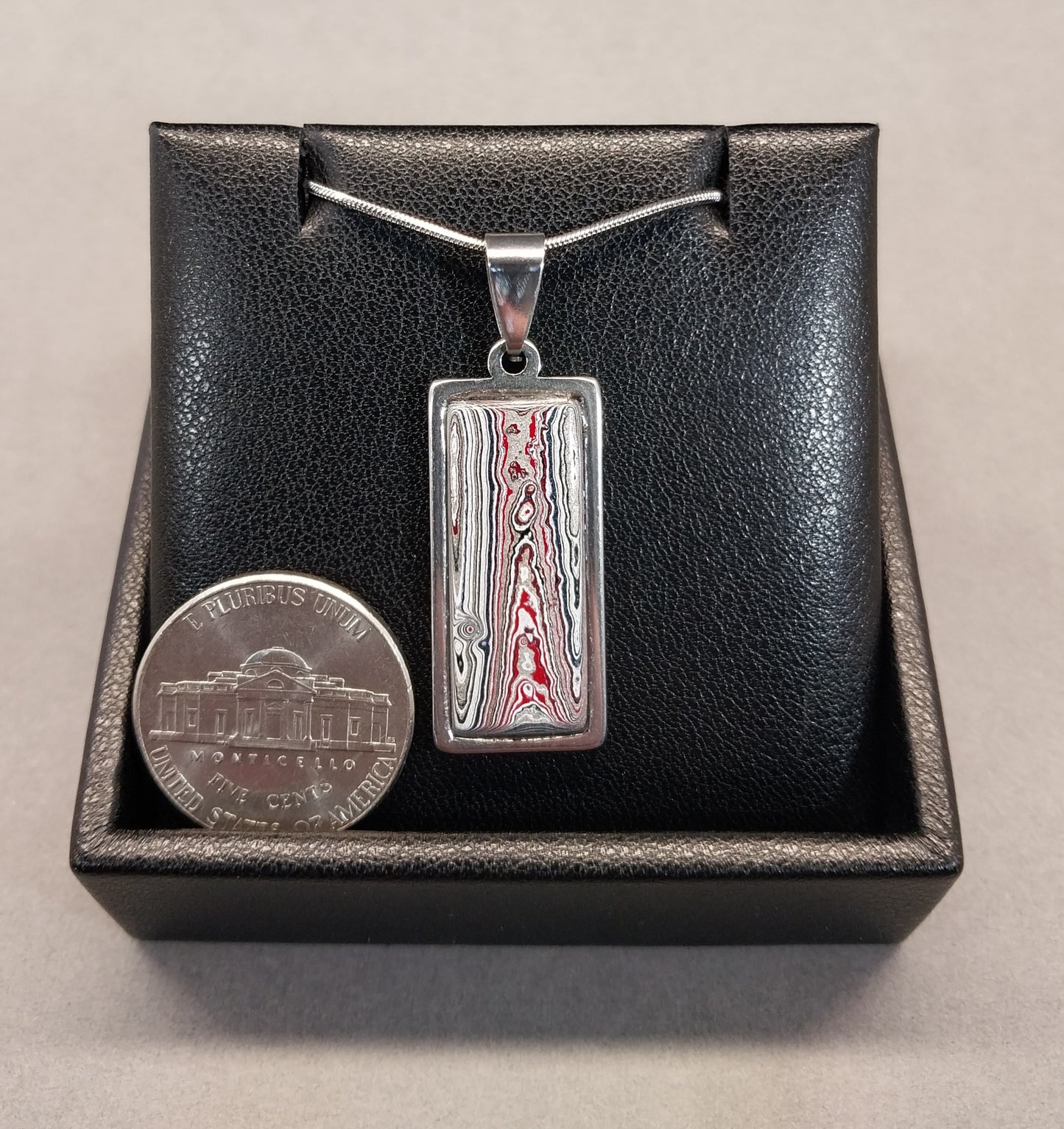 MI Fordite Necklace in Stainless Steel