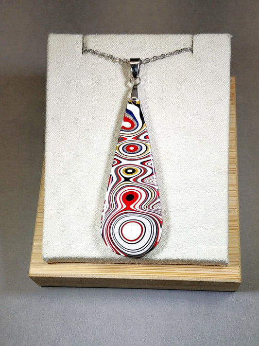 Teardrop Fordite Necklace Stainless Chain