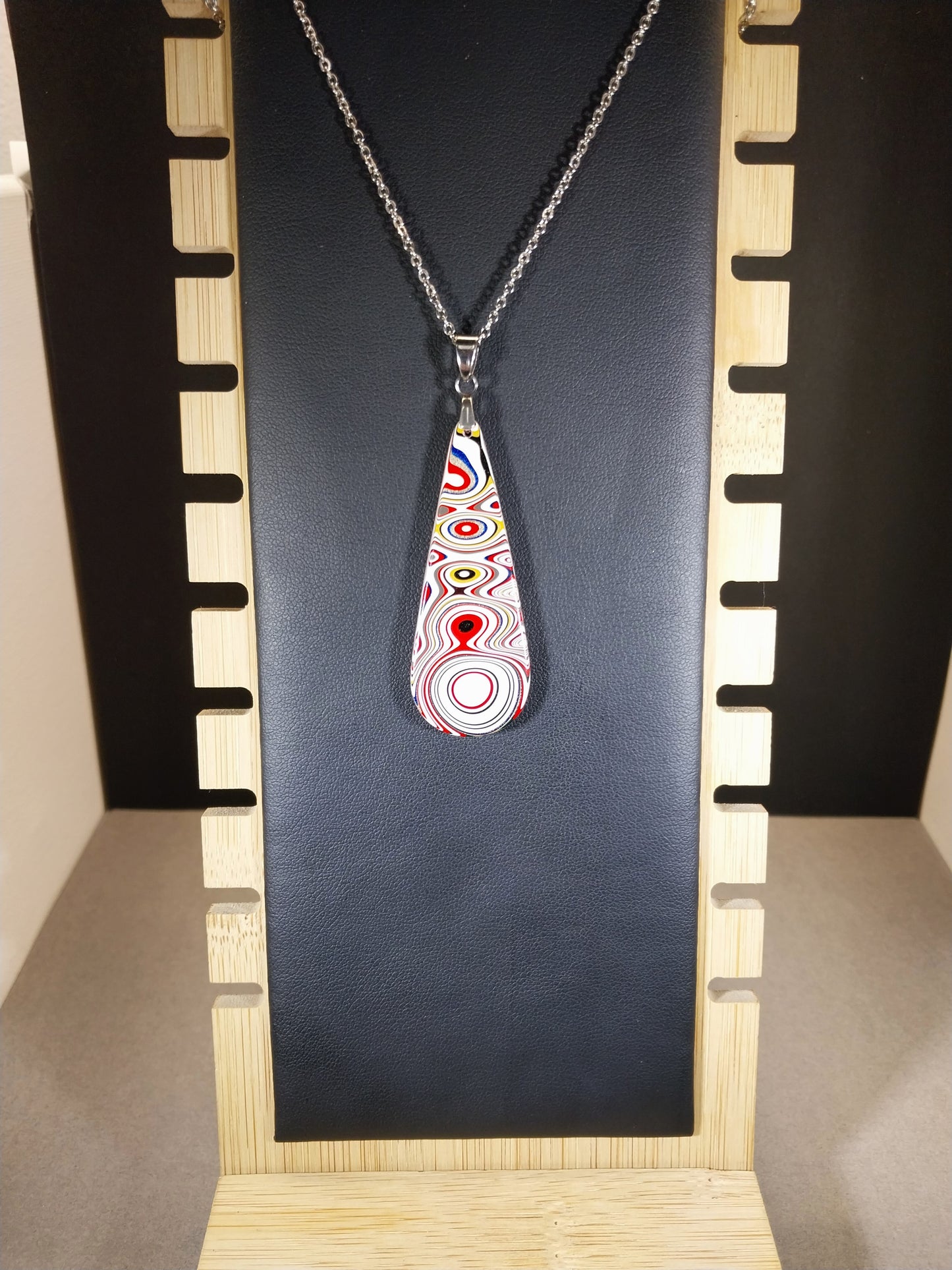 Teardrop Fordite Necklace Stainless Chain