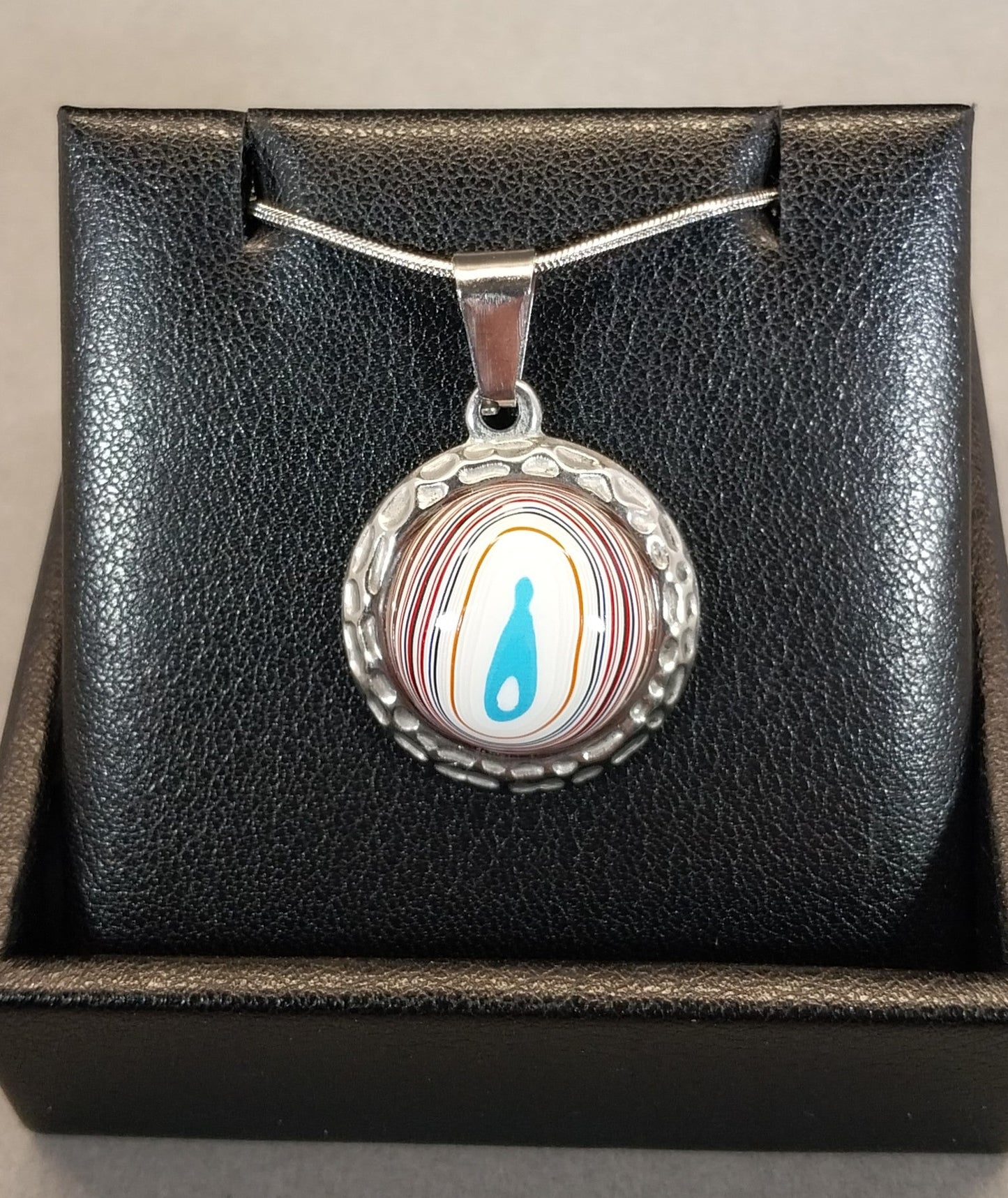 Fordite Necklace all Stainless Steel