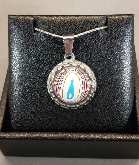 Fordite Necklace all Stainless Steel