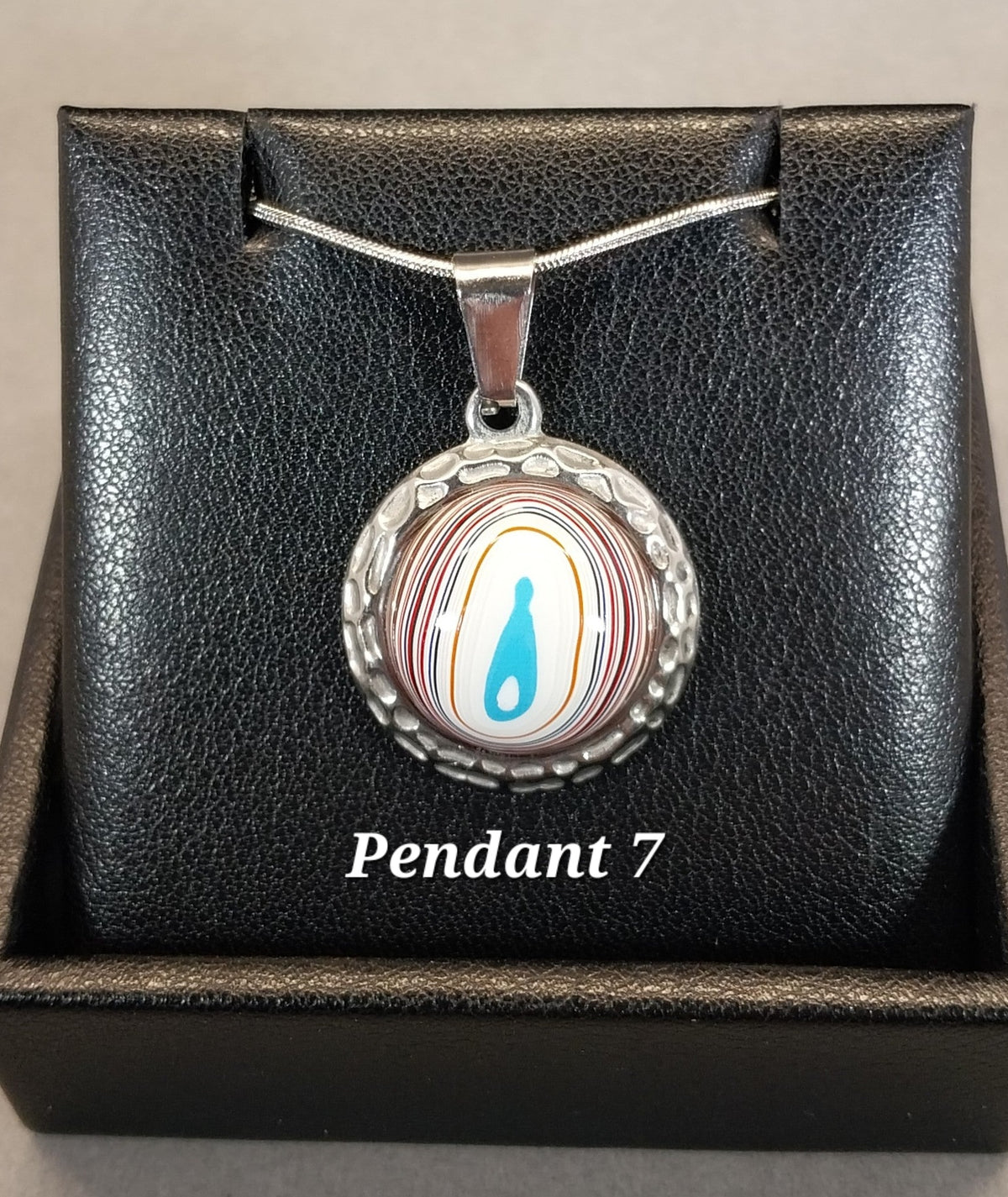 Fordite Necklace all Stainless Steel, Choice of Necklace