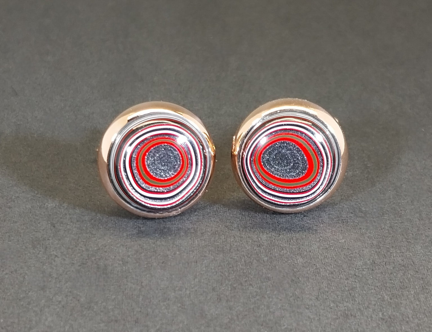 Toledo Ohio Fordite Cufflinks, Solid Copper Settings EB63