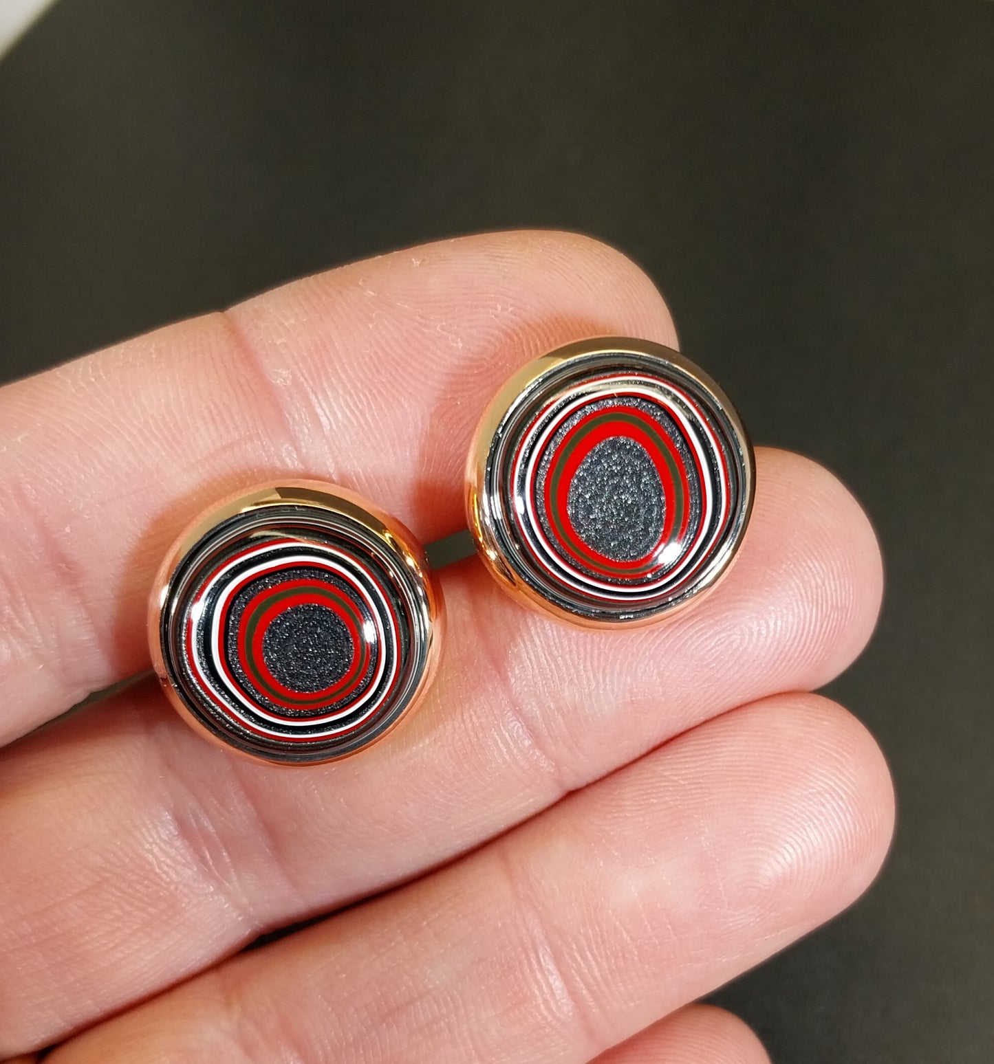 Toledo Ohio Fordite Cufflinks, Solid Copper Settings EB63