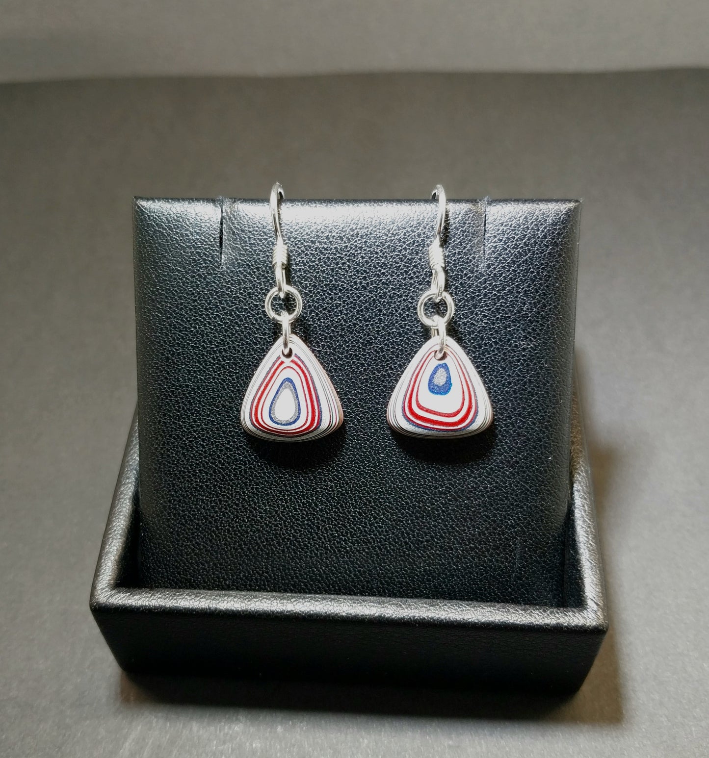 Fordite Earrings, Retro Colors, Sterling Silver