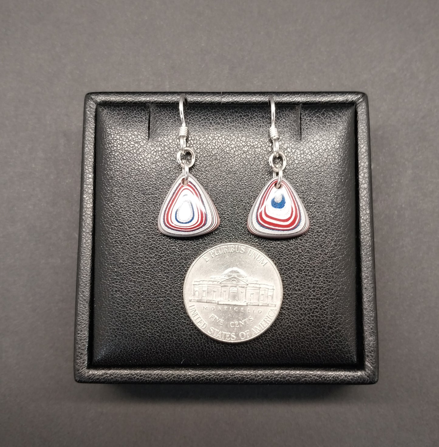 Fordite Earrings, Retro Colors, Sterling Silver