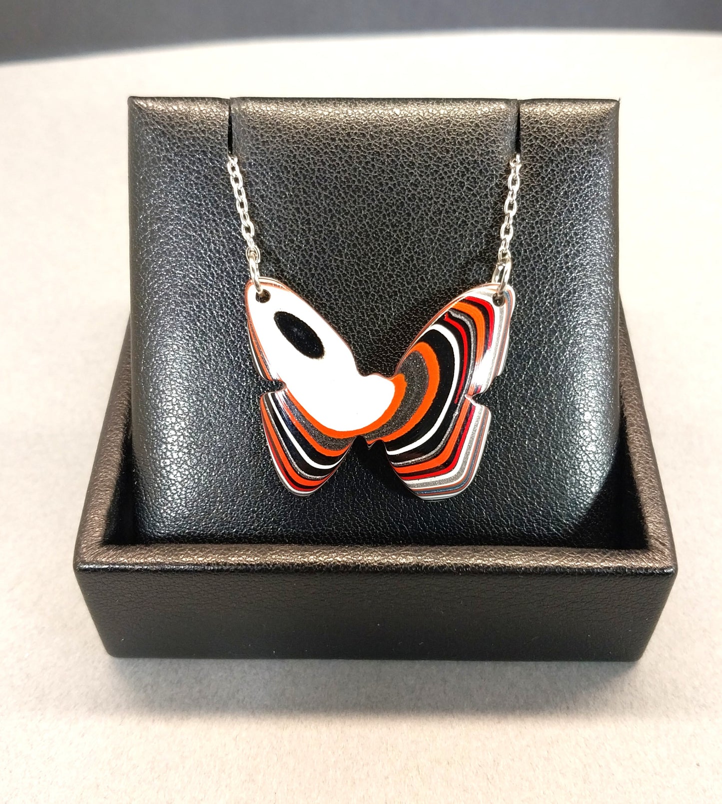 Fordite Necklace a Colorful Reversible Butterfly