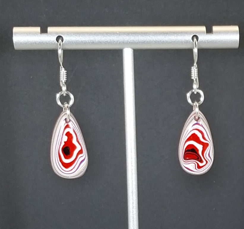 Fordite Earring, Argentium Sterling Ear Wires