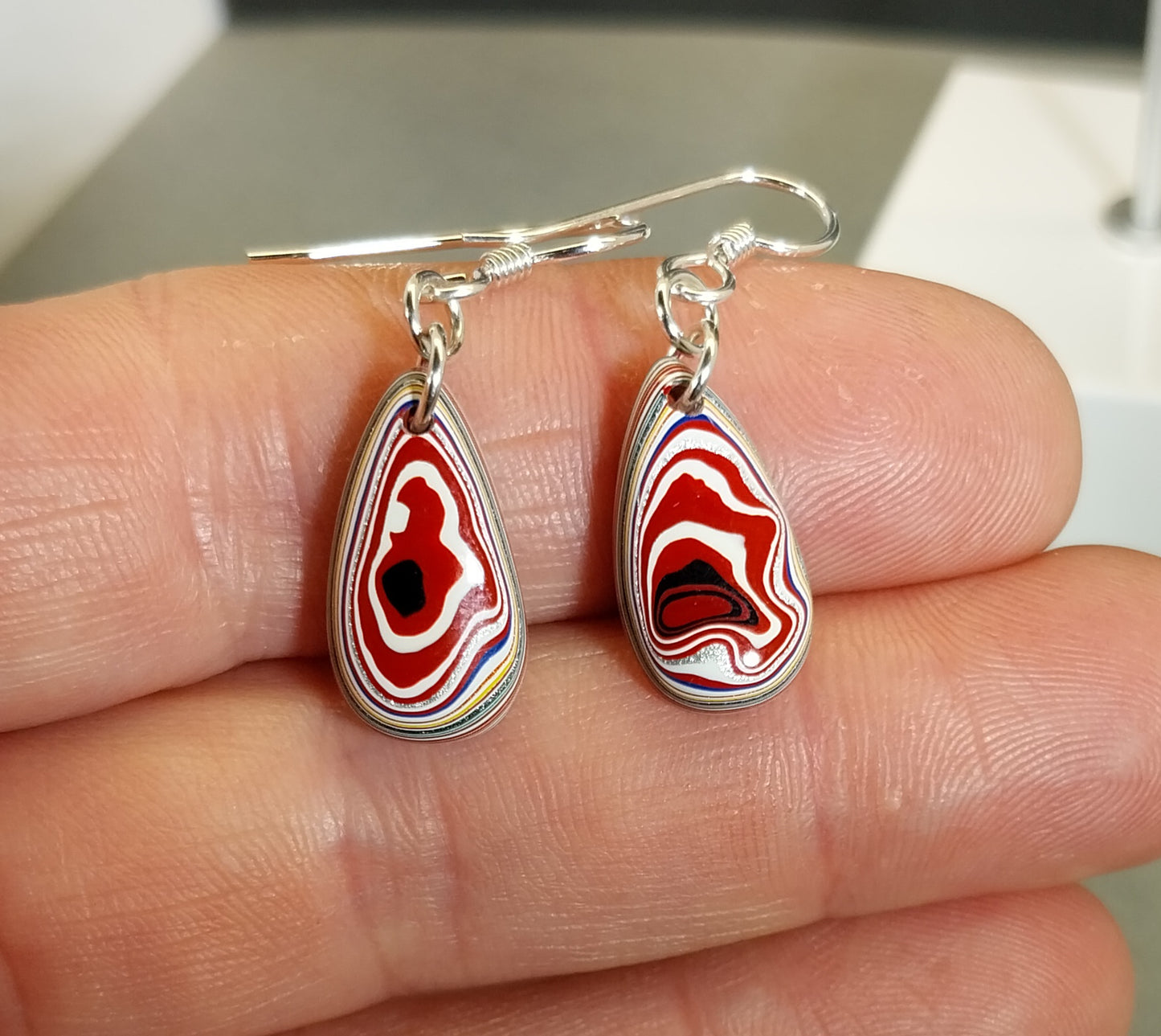 Fordite Earring, Argentium Sterling Ear Wires