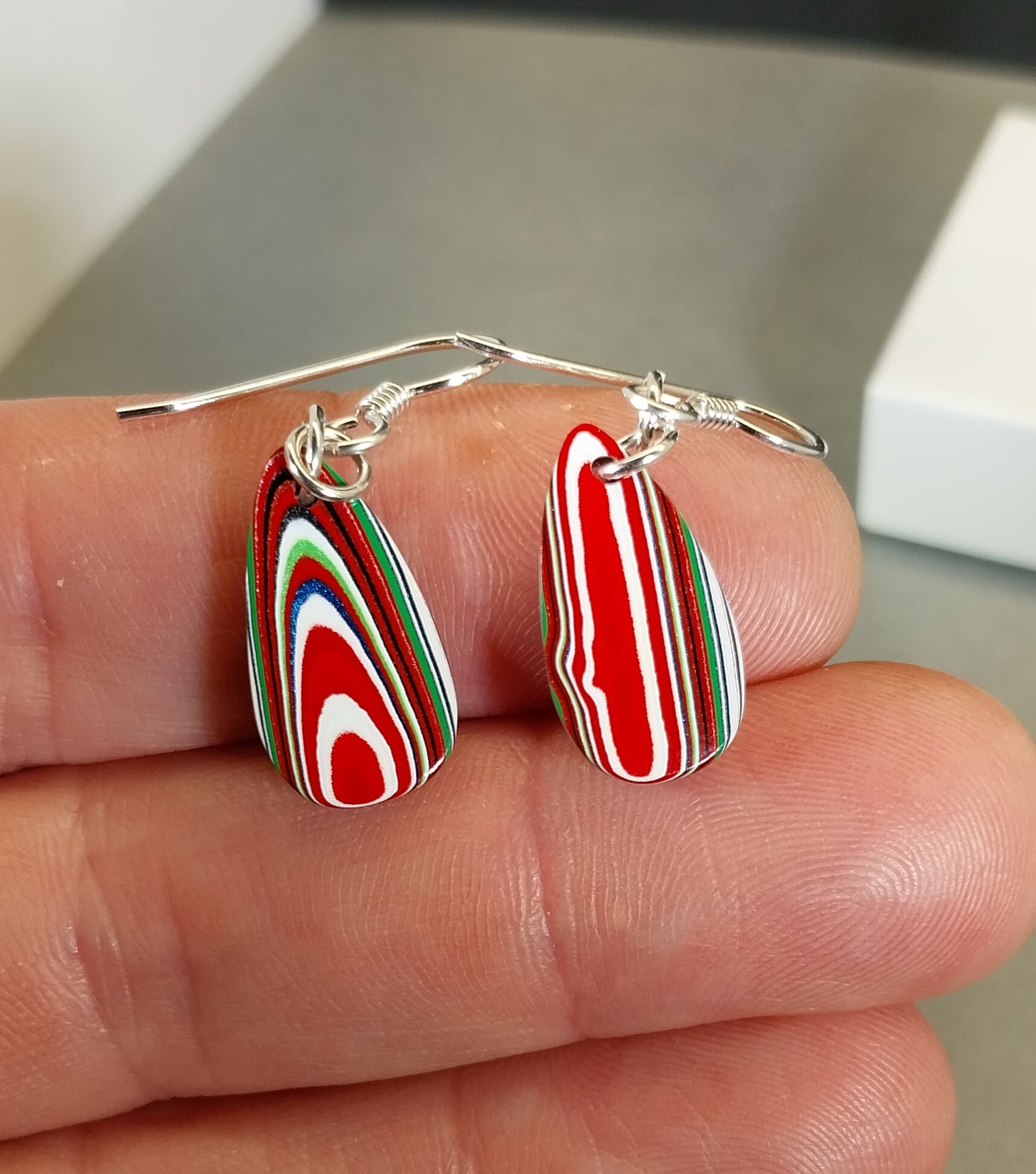 Fordite Earring, Argentium Sterling Ear Wires