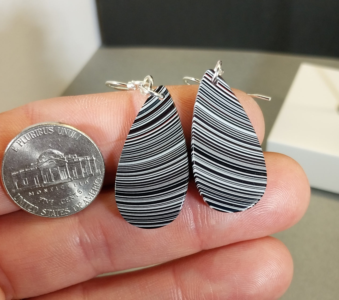 Fordite Earrings Flat Teardrops of Michigan Fordite