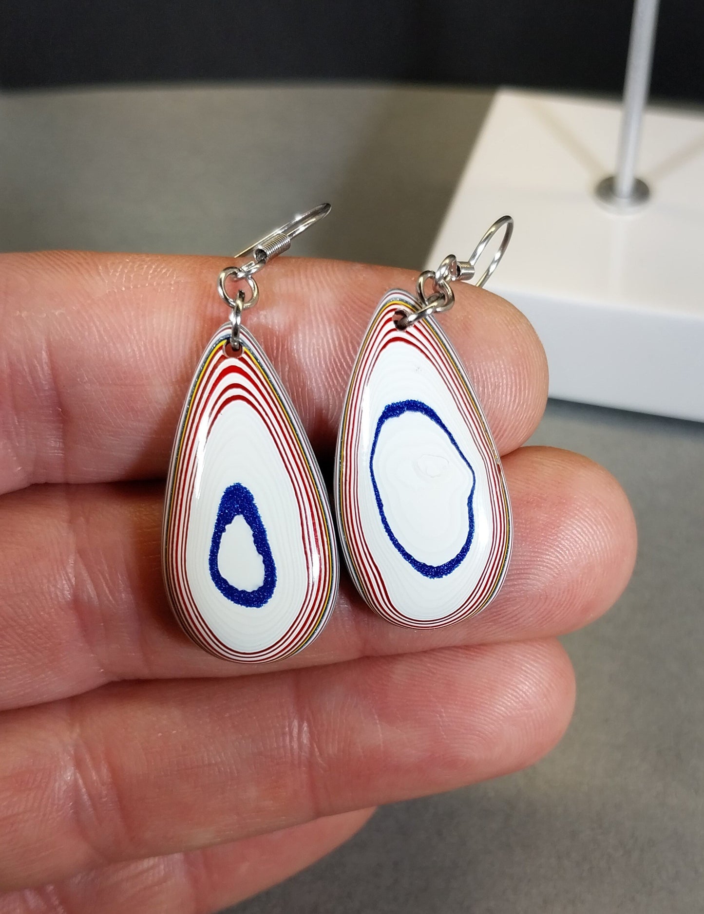 Fordite Earrings with Surgical Stainless Steel Ear Wires, EB30