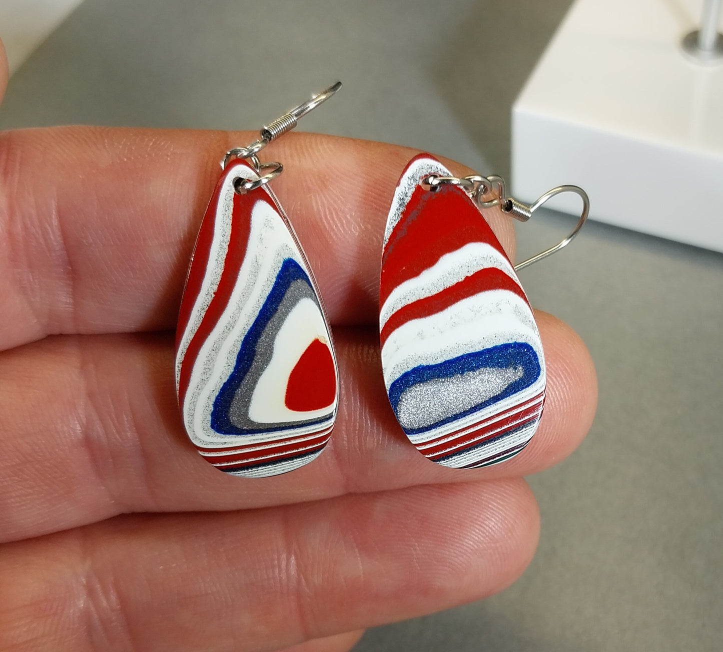 Fordite Earrings with Surgical Stainless Steel Ear Wires, EB30