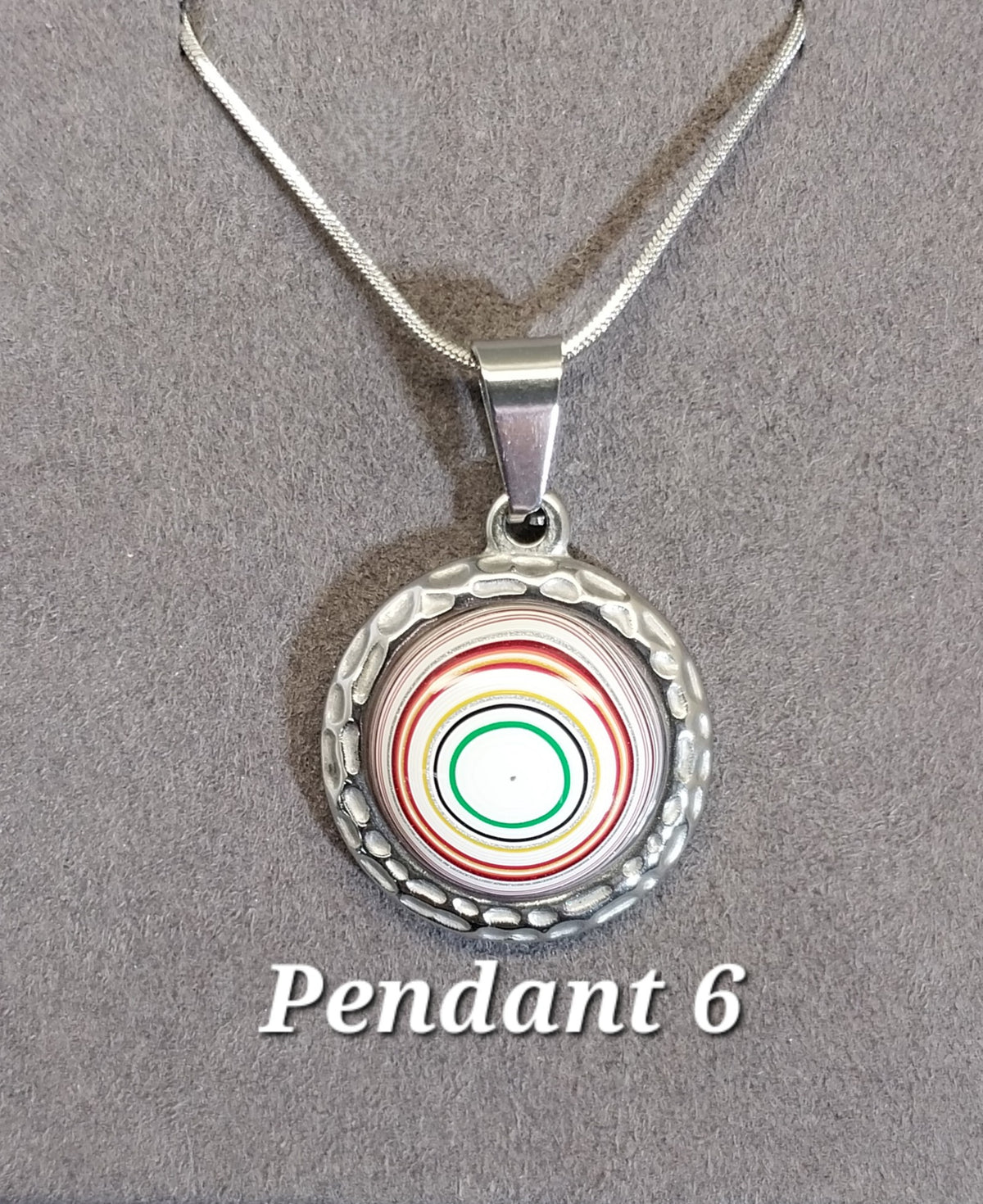 Fordite Necklace all Stainless Steel, Choice of Necklace