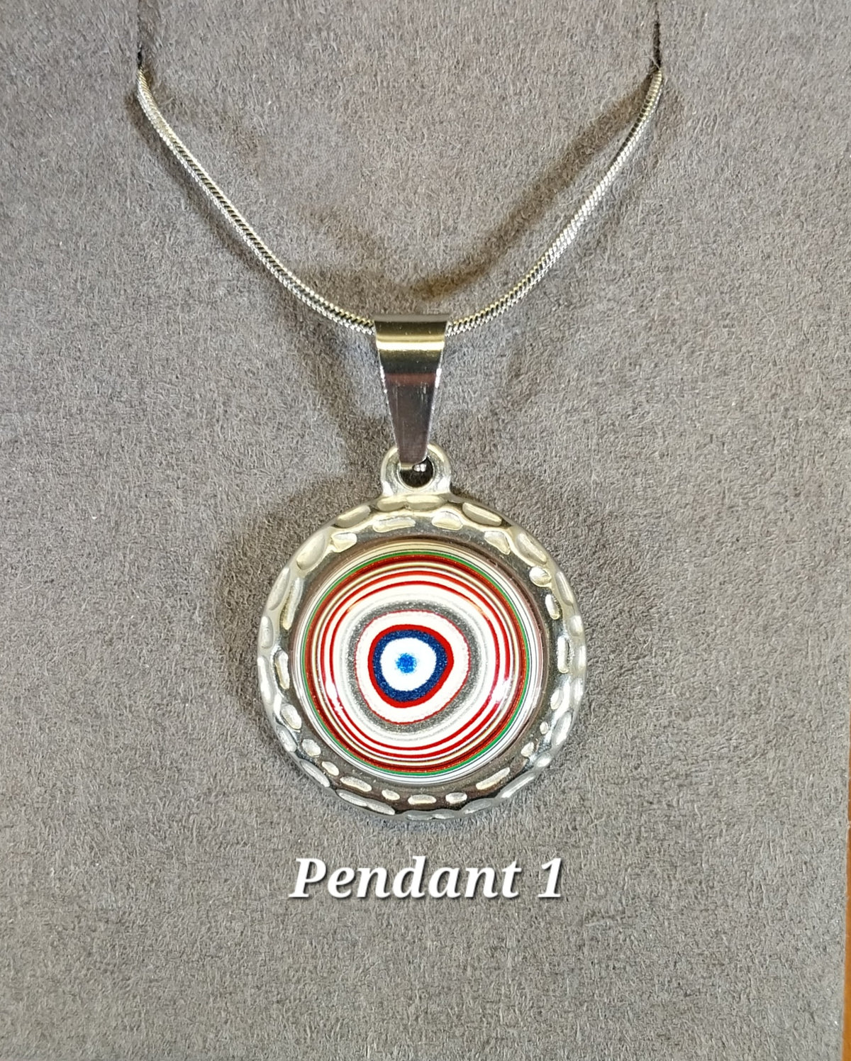 Fordite Necklace all Stainless Steel, Choice of Necklace