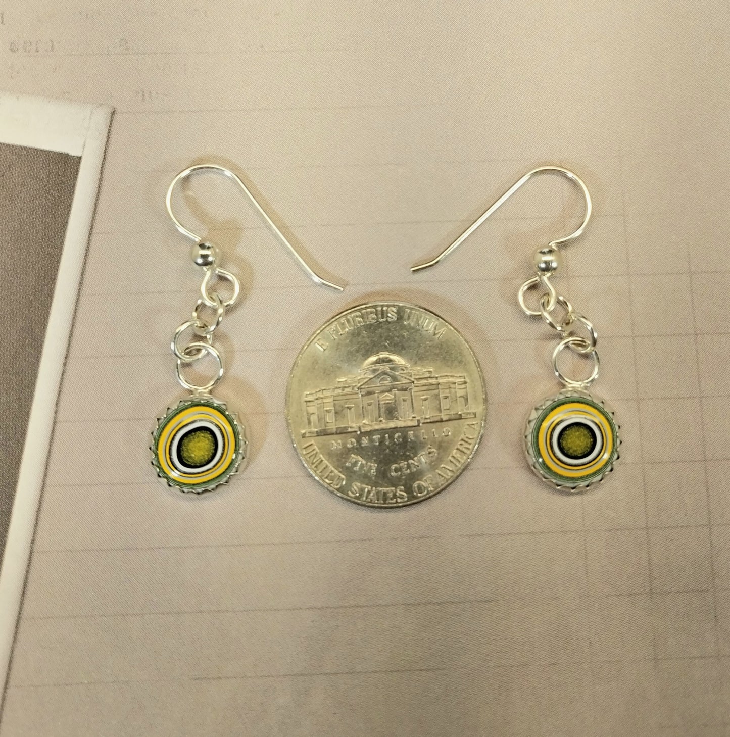 Yellow Fordite Earrings in Solid Silver