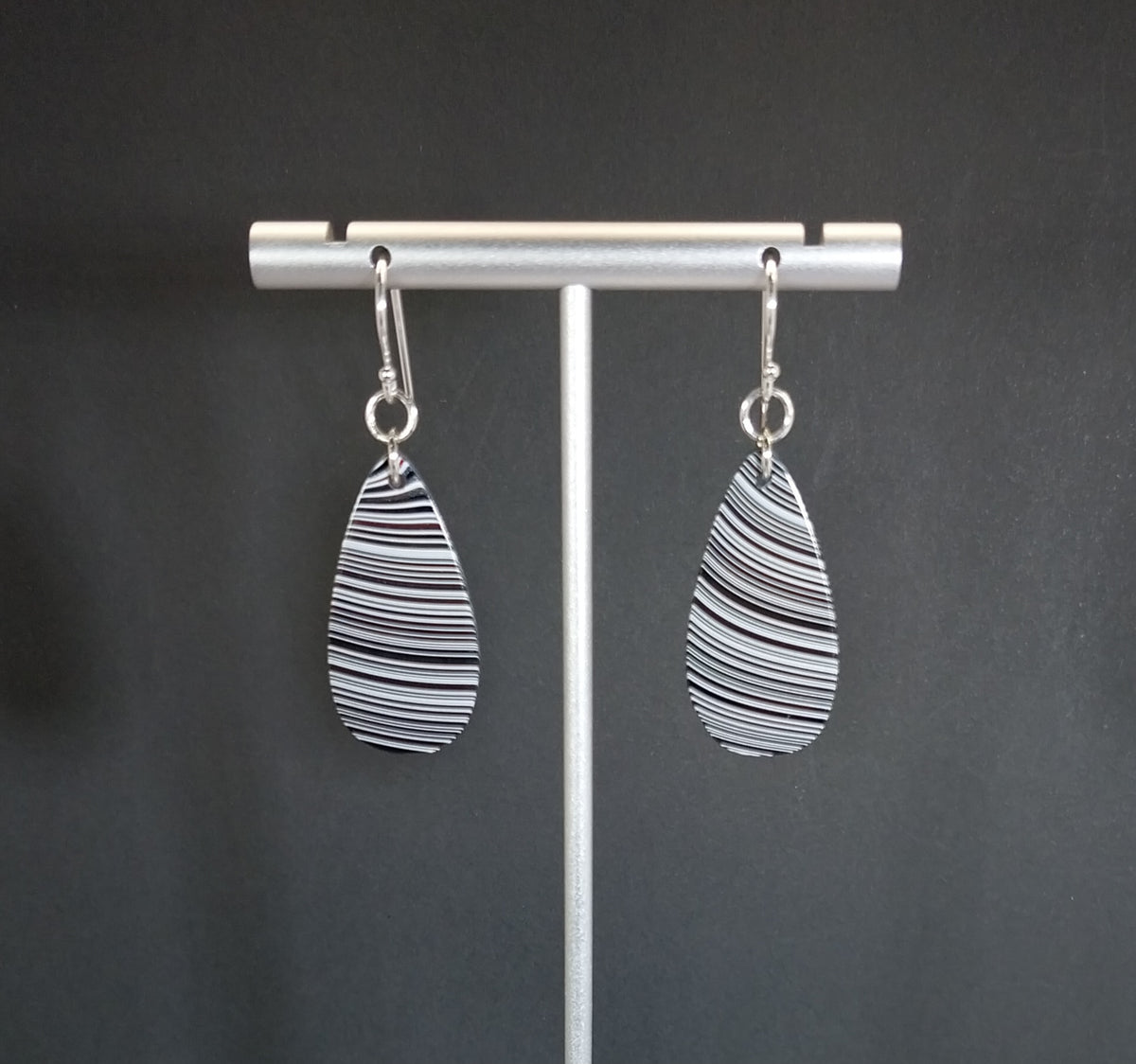 Fordite Earrings Flat Teardrops of Michigan Fordite