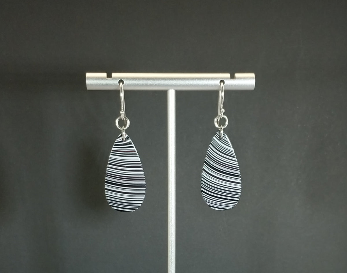 Fordite Earrings Flat Teardrops of Michigan Fordite
