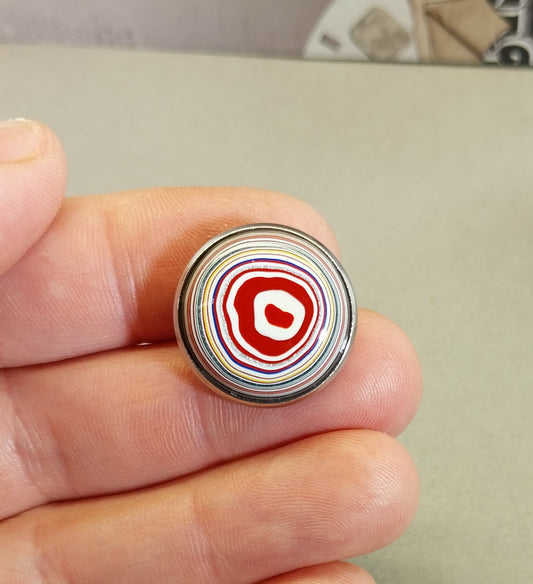Fordite Button Pin, Freightliner Fordite, USA Handmade, EB57