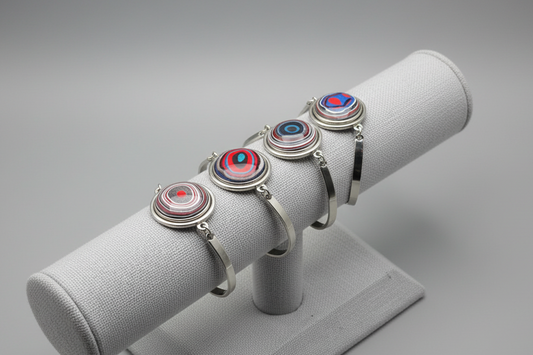 Fordite Bracelets in Stainless Steel, Easy to Put On