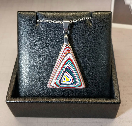 Triangle Fordite Necklace, Wisconsin Handmade, ET10