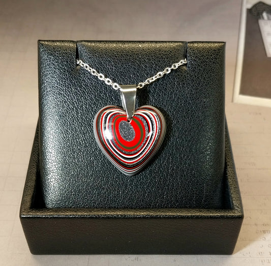 Fordite Heart Necklace, Ohio Motor Agate Heart
